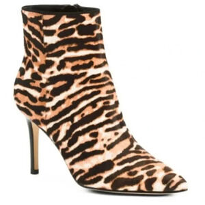 Nine West animal print heeled booties Faux fur Women’s size 5 Pointed toe